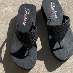 Skechers Women's Glitter Black Sandals